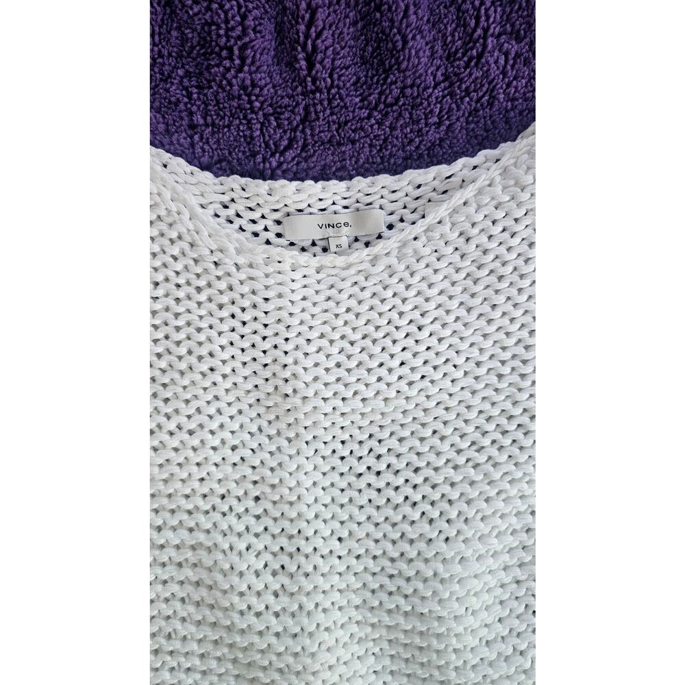 Vince Imported Organic Cotton Sweater White Cropped Open Knit Sz XS, New - Picture 3 of 7